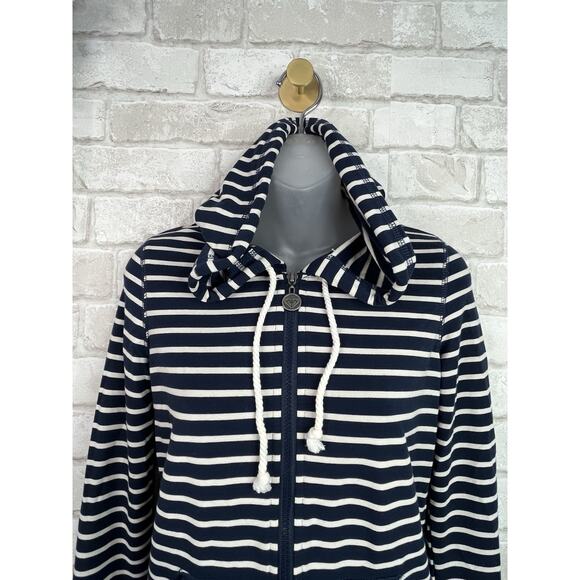 Roxy Navy/White Stripe Zip Hoodie Sweatshirt Jacket - Picture 7 of 14